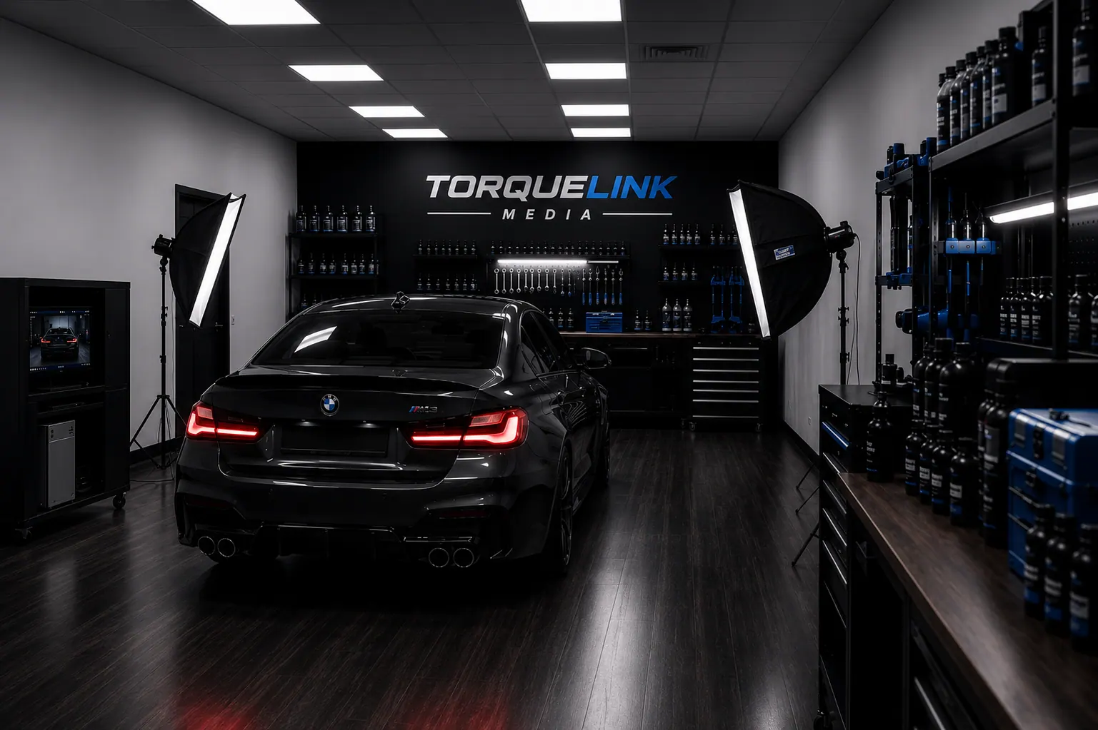 Automotive detailing work showing product demonstration context